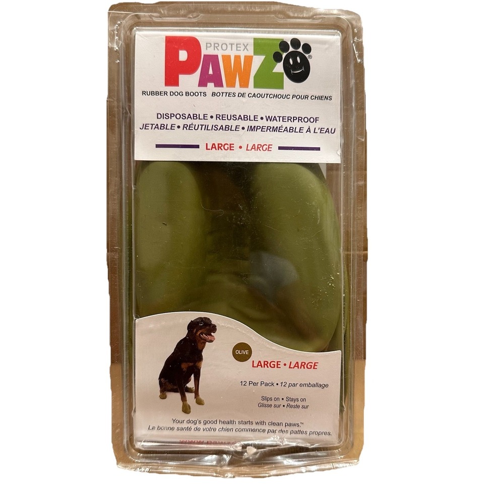 ProtexPAWZ Rubber Dog Boots All Weather Waterproof Anti-Slip SZ L GREEN 11 CT